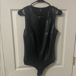 Express Black Faux Leather Bodysuit